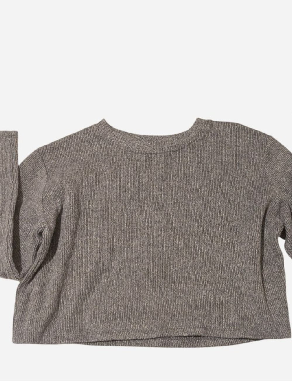 Zara Ribbed Crewneck Sweater - Gray